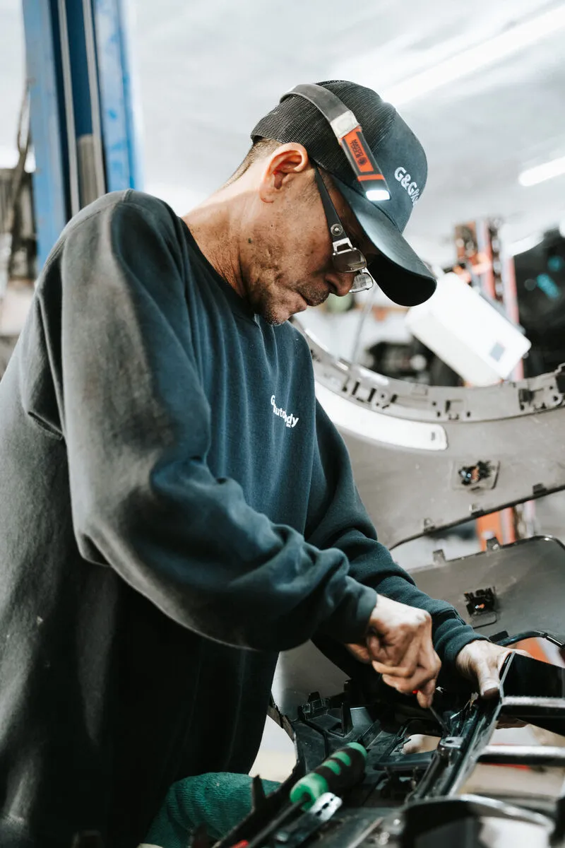 Collision repair equipment and workshop view